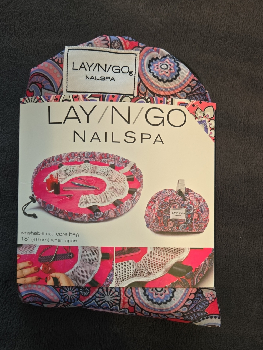 LAY/N/GO NailSpa Washable Nail Care Bag - Pink Paisley